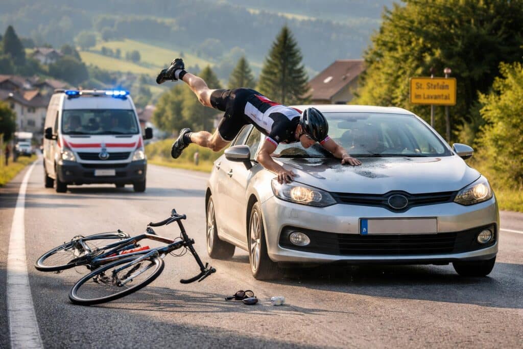 Radfahrer bei Kollision über Motorhaube geschleudert
