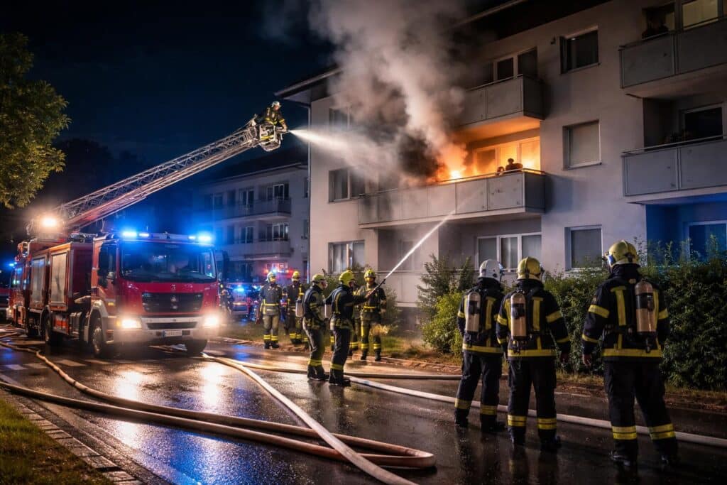Wohnungsbrand in Bleiburg: Mehrere Feuerwehren bei nächtlichem Einsatz