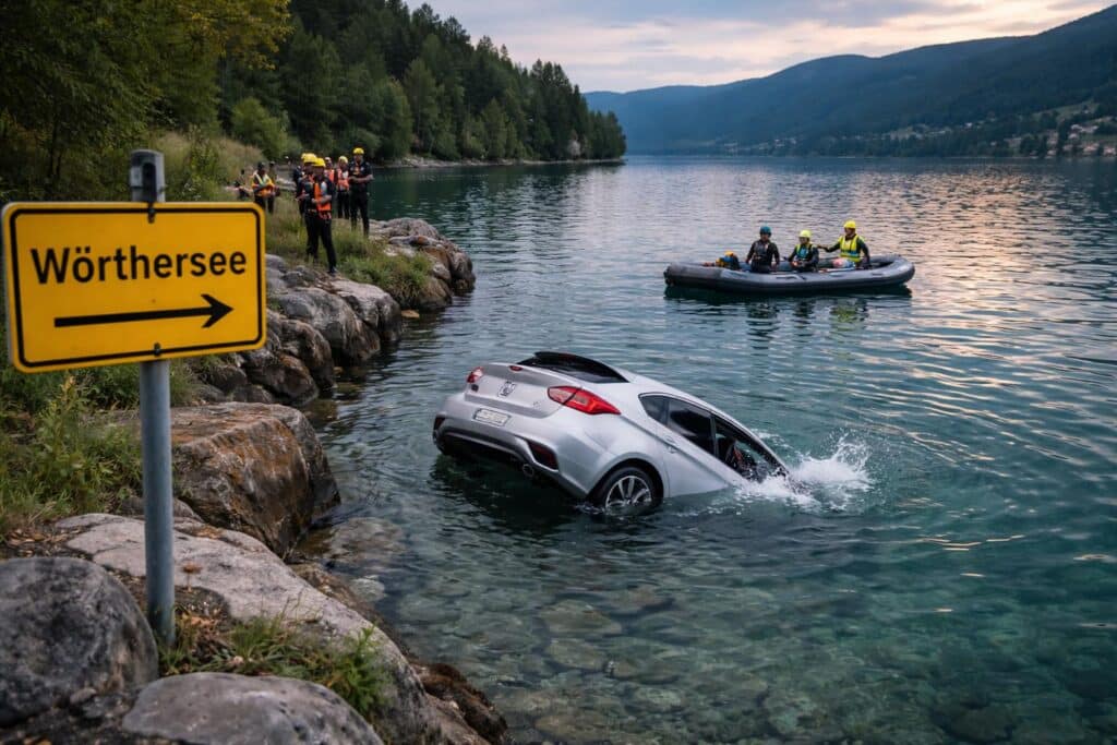 Zu schnell: Auto landet im Wörthersee