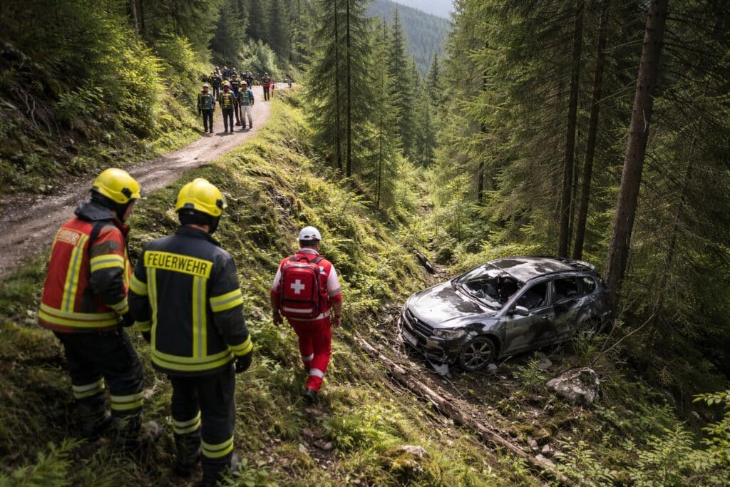56-Jähriger stürzt mit Pkw in Steilgelände