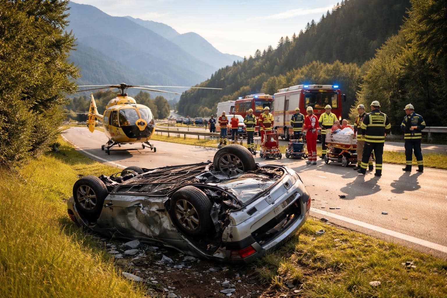 Schwerer Unfall auf B100: Pkw überschlug sich mehrfach