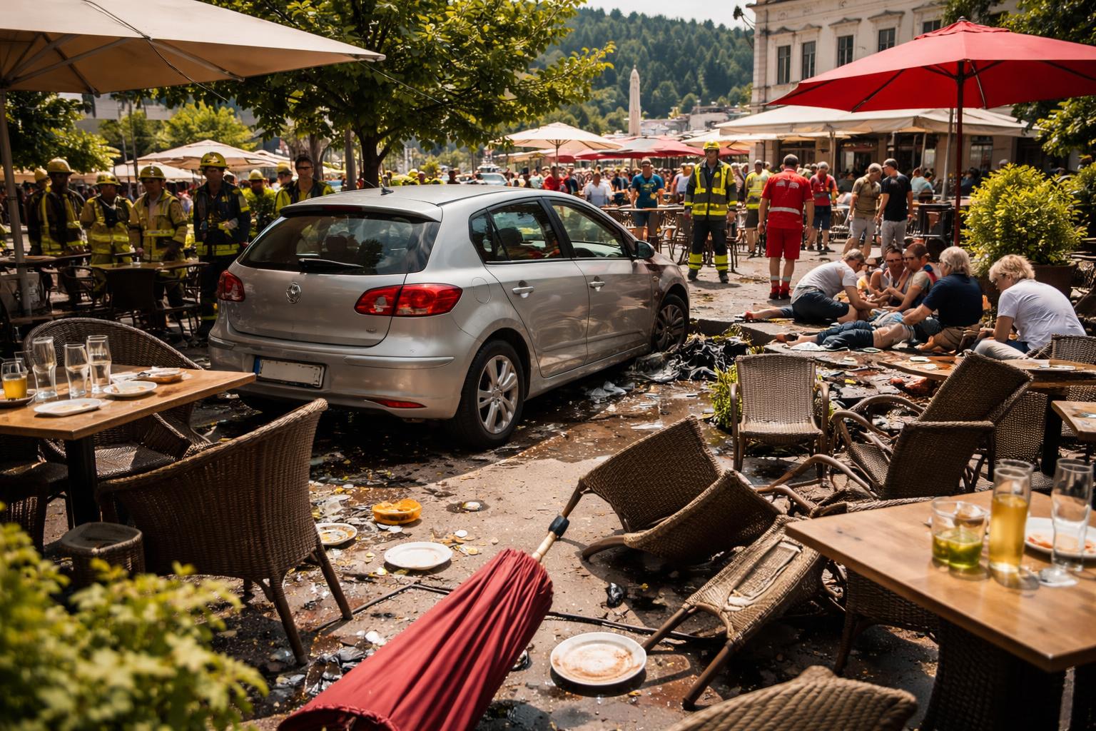 Pkw-Lenkerin fuhr in Gastgarten: Elf Verletzte