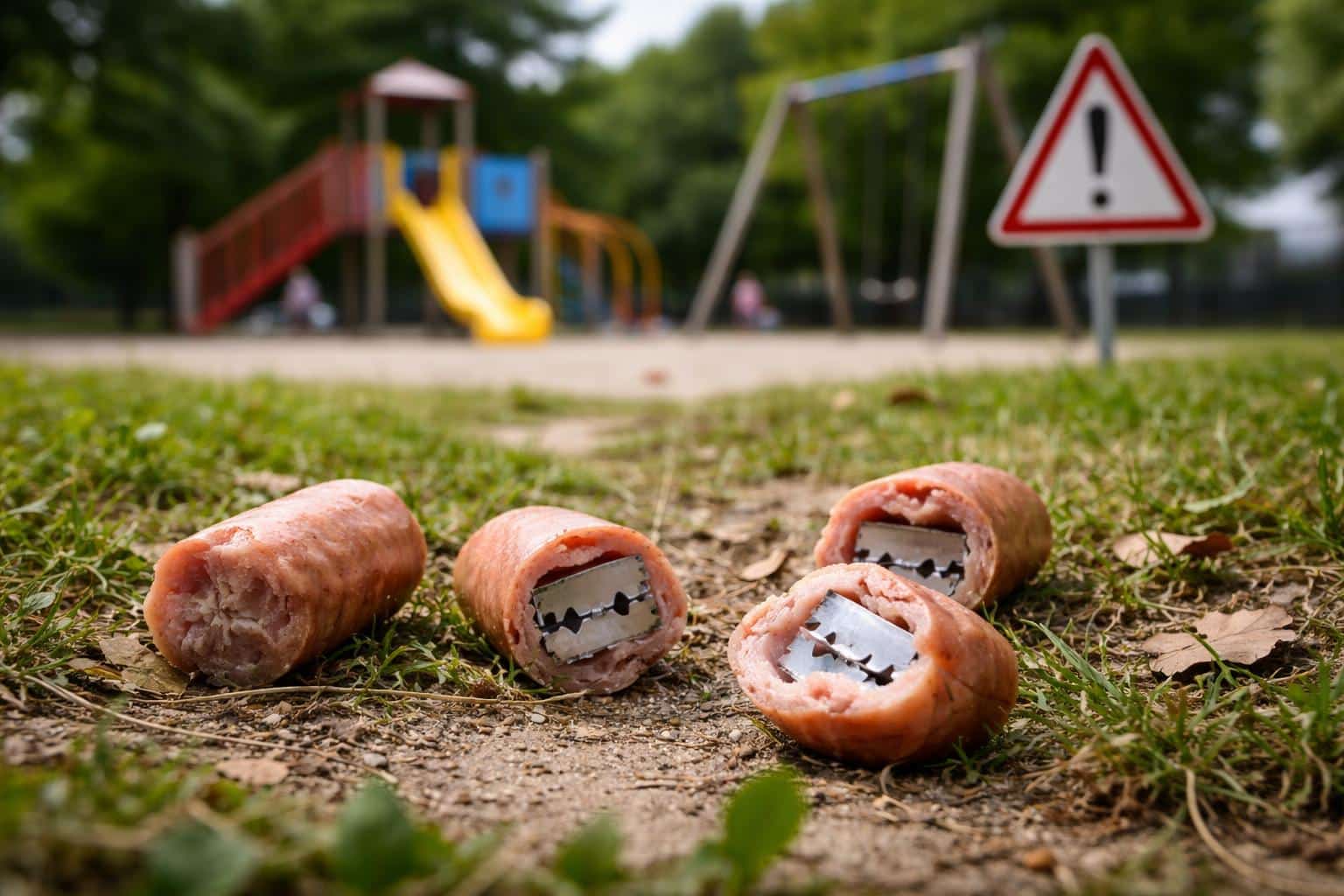 Wurst mit Rasierklingen in der Nähe eines Spielplatzes gefunden