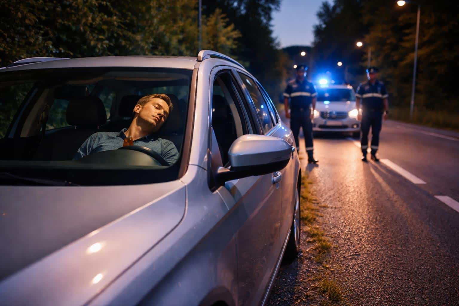 Alkolenker schlief mit laufendem Motor am Straßenrand ein