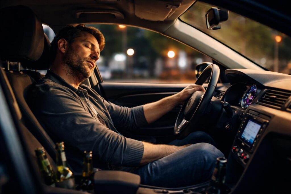 Alkolenker schlief bei laufendem Motor