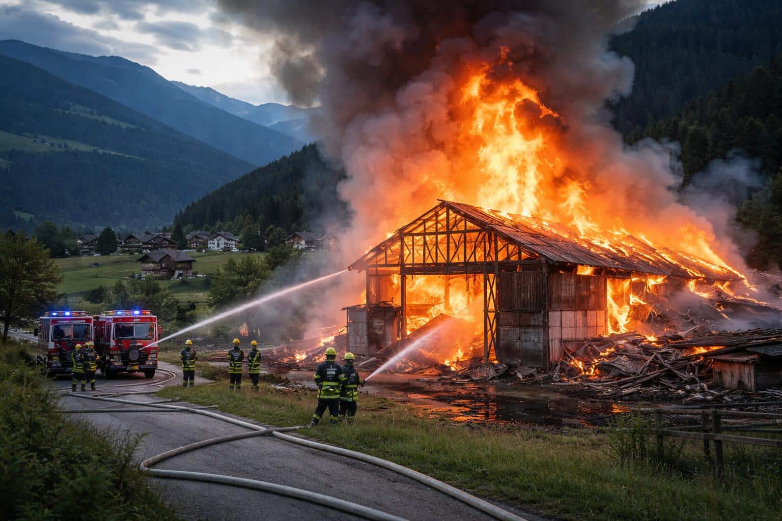 Wirtschaftsgebäude in Irschen völlig niedergebrannt