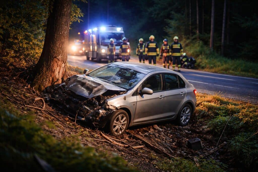 Mit Auto frontal gegen Baum: Zwei 20-Jährige verletzt
