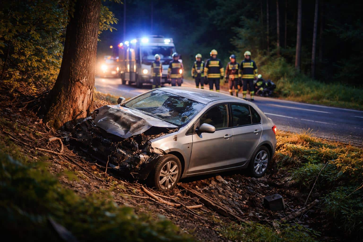 Mit Auto frontal gegen Baum: Zwei 20-Jährige verletzt