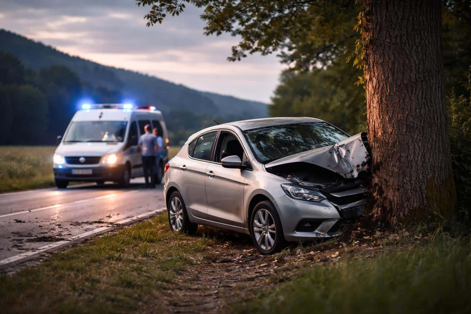 Pkw prallte gegen Baum: zwei Verletzte