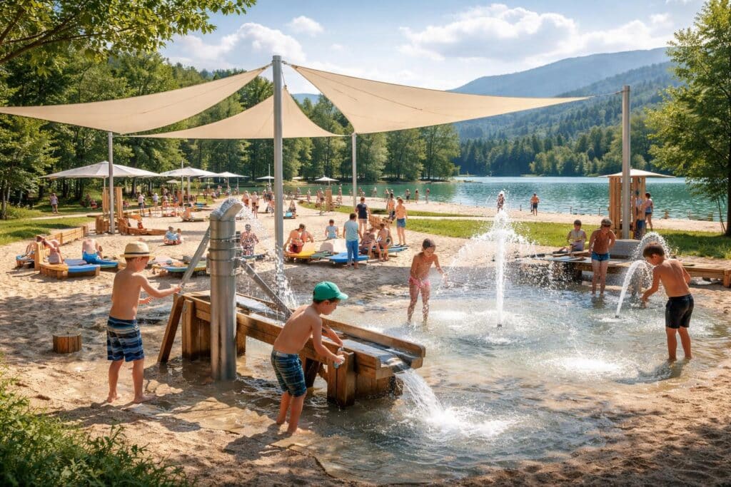 Neuer Wasserspielplatz sorgt für Abkühlung am Silbersee