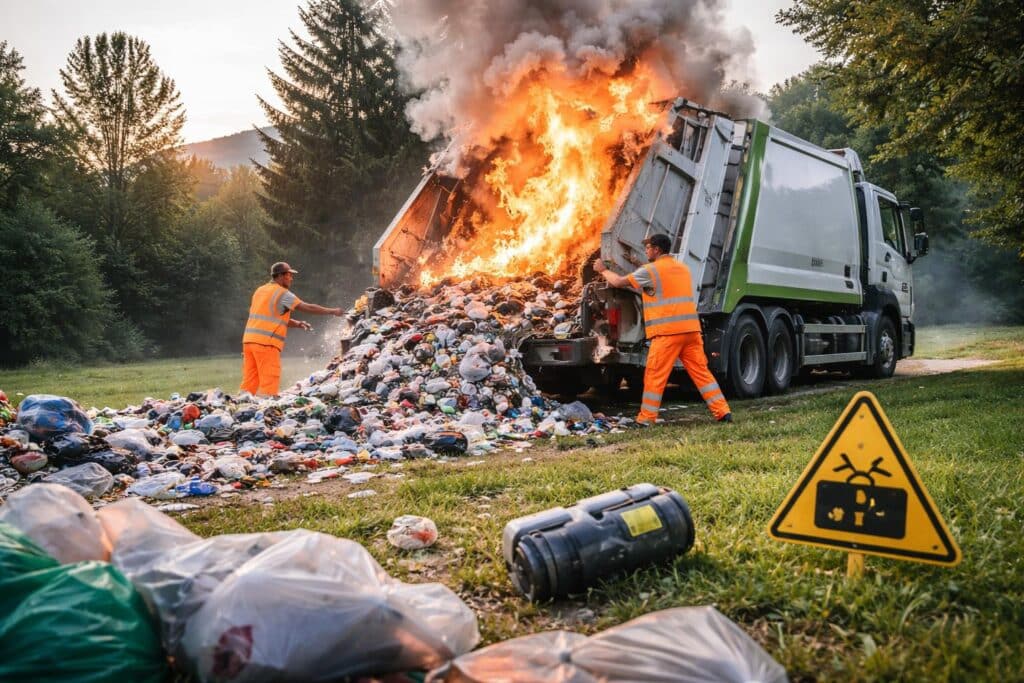 Stichflamme aus Müllwagen in St. Kanzian