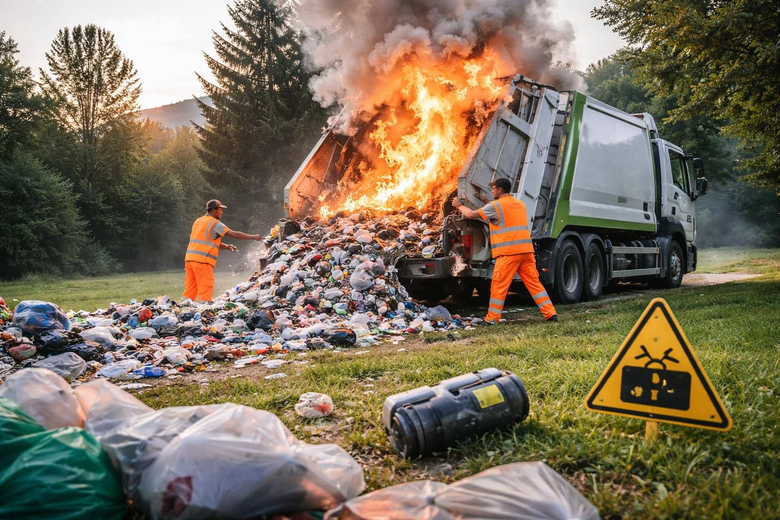 Stichflamme aus Müllwagen in St. Kanzian
