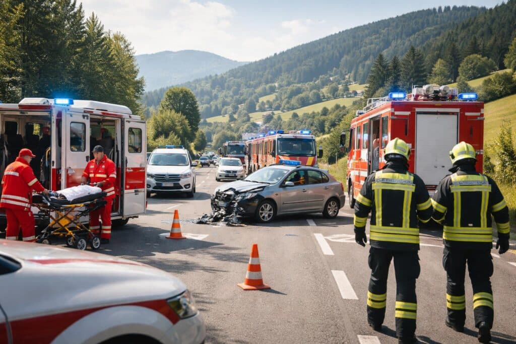 Großalarm nach Unfall auf der B94