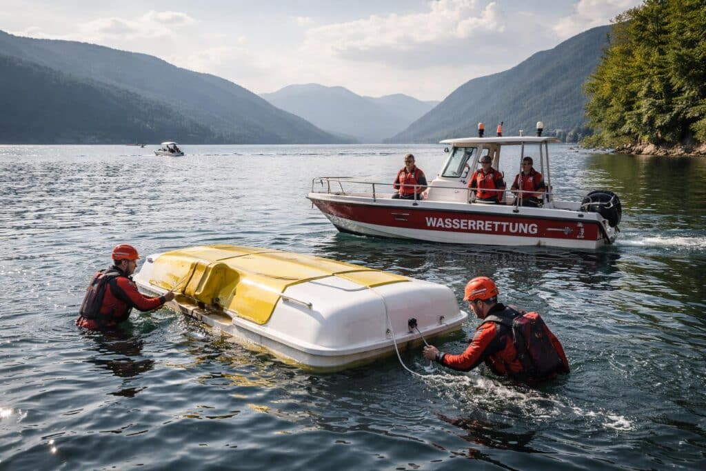 Vermisste Person gefunden und Tretboot geborgen