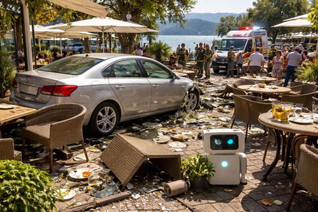 Auto krachte in Velden einen Gastgarten: Was war die Ursache?