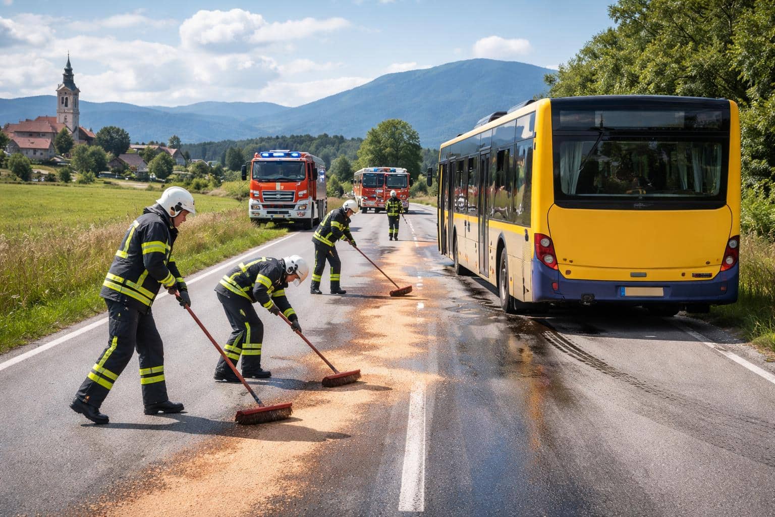 Linienbus hinterlässt kilometerlange Ölspur