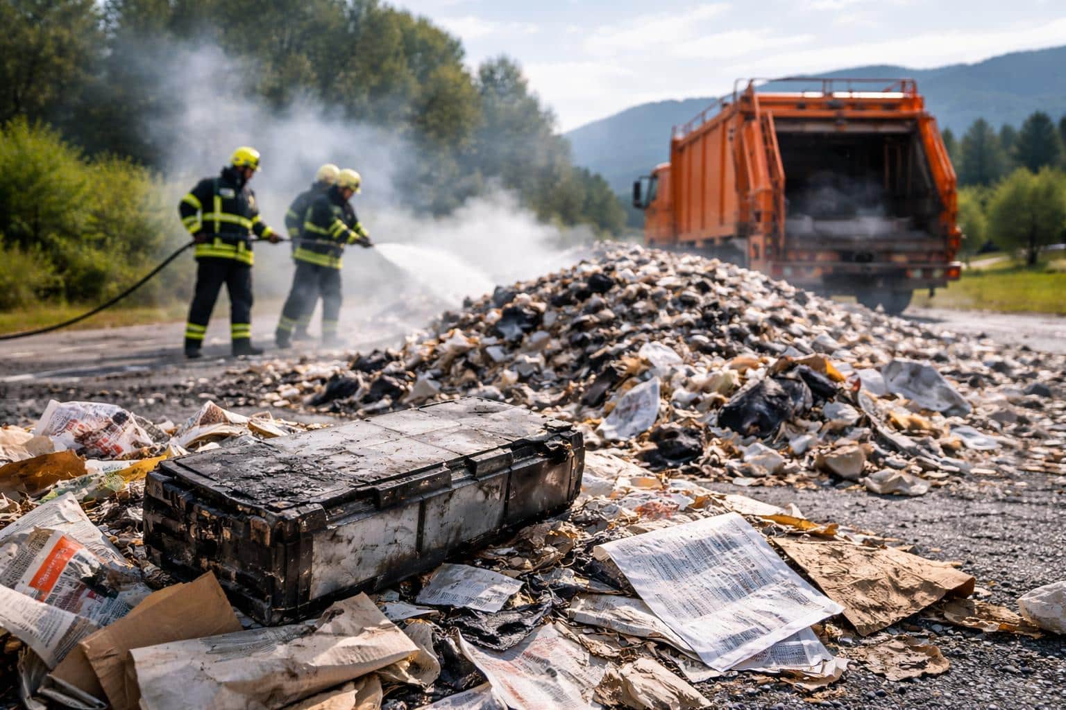 Beschädigter Lithium-Akku dürfte Brand in Altpapier-Müllwagen ausgelöst haben