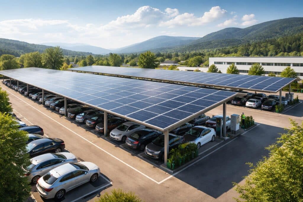 Firma Geislinger überdacht Parkplätze für die Energiewende
