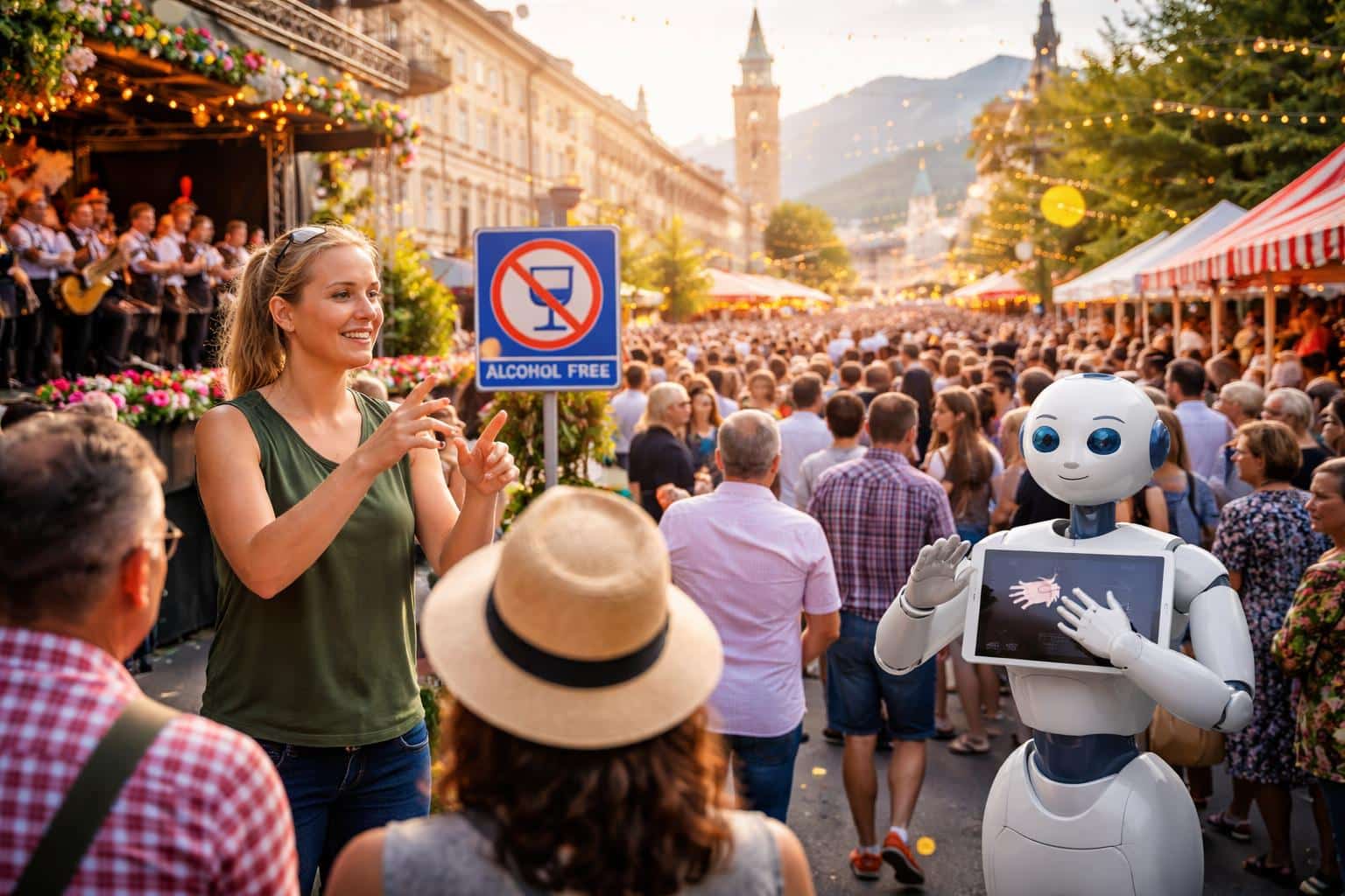 Eröffnung wird in Gebärdensprache übersetzt ++ Forderung nach alkoholfreiem Bereich