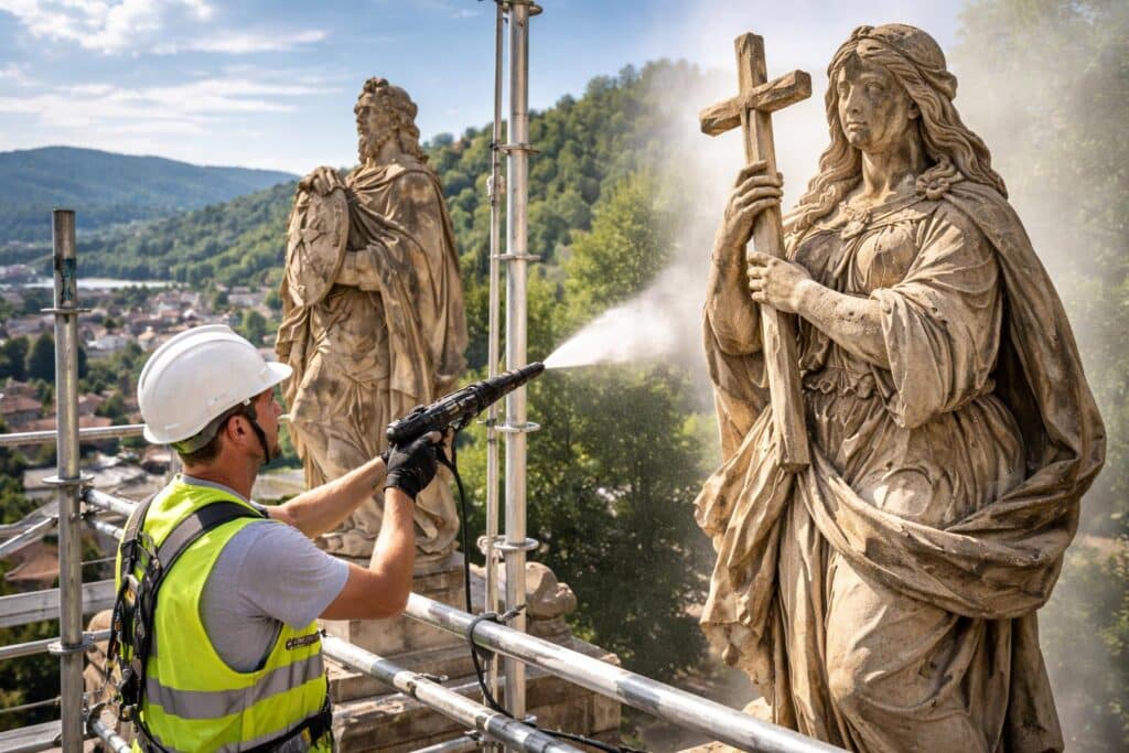 Wolfsberger Sandsteinfiguren nach Jahren gereinigt