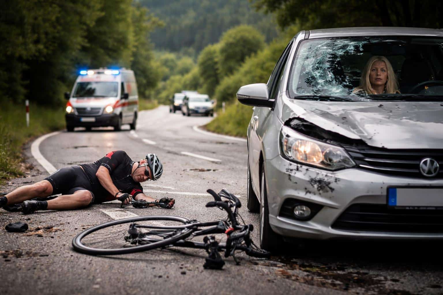 Stark alkoholisierte Autofahrerin erfasst Rennradfahrer