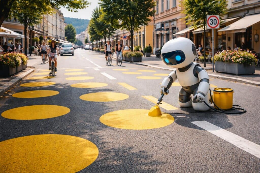 Gelbe Punkte sollen Verkehr beruhigen