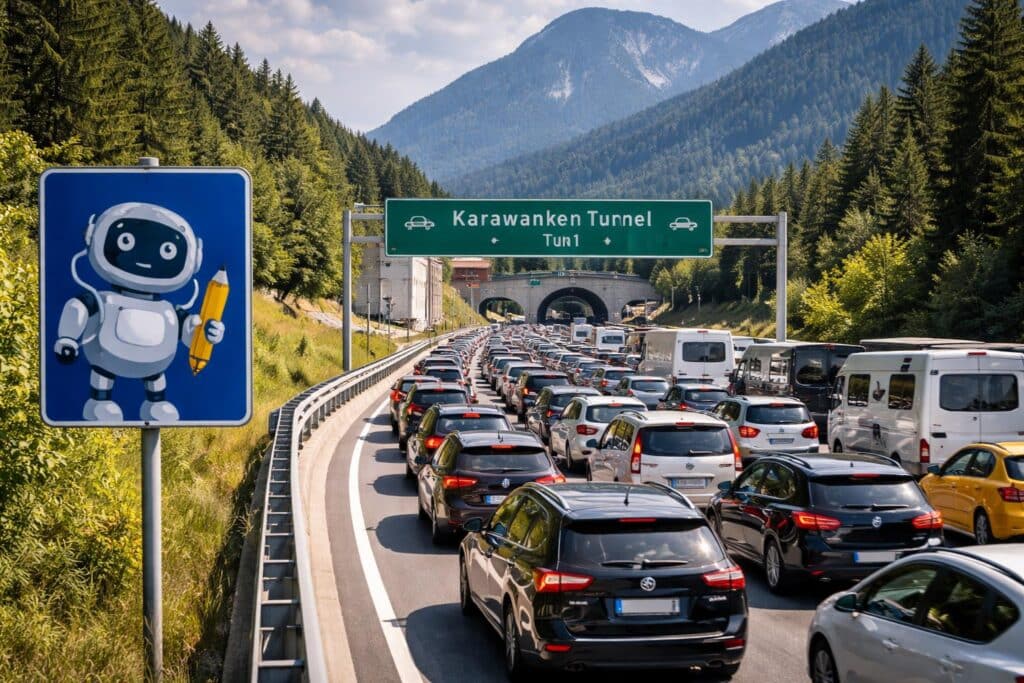 Fast neun Kilometer Stau vor dem Karawankentunnel