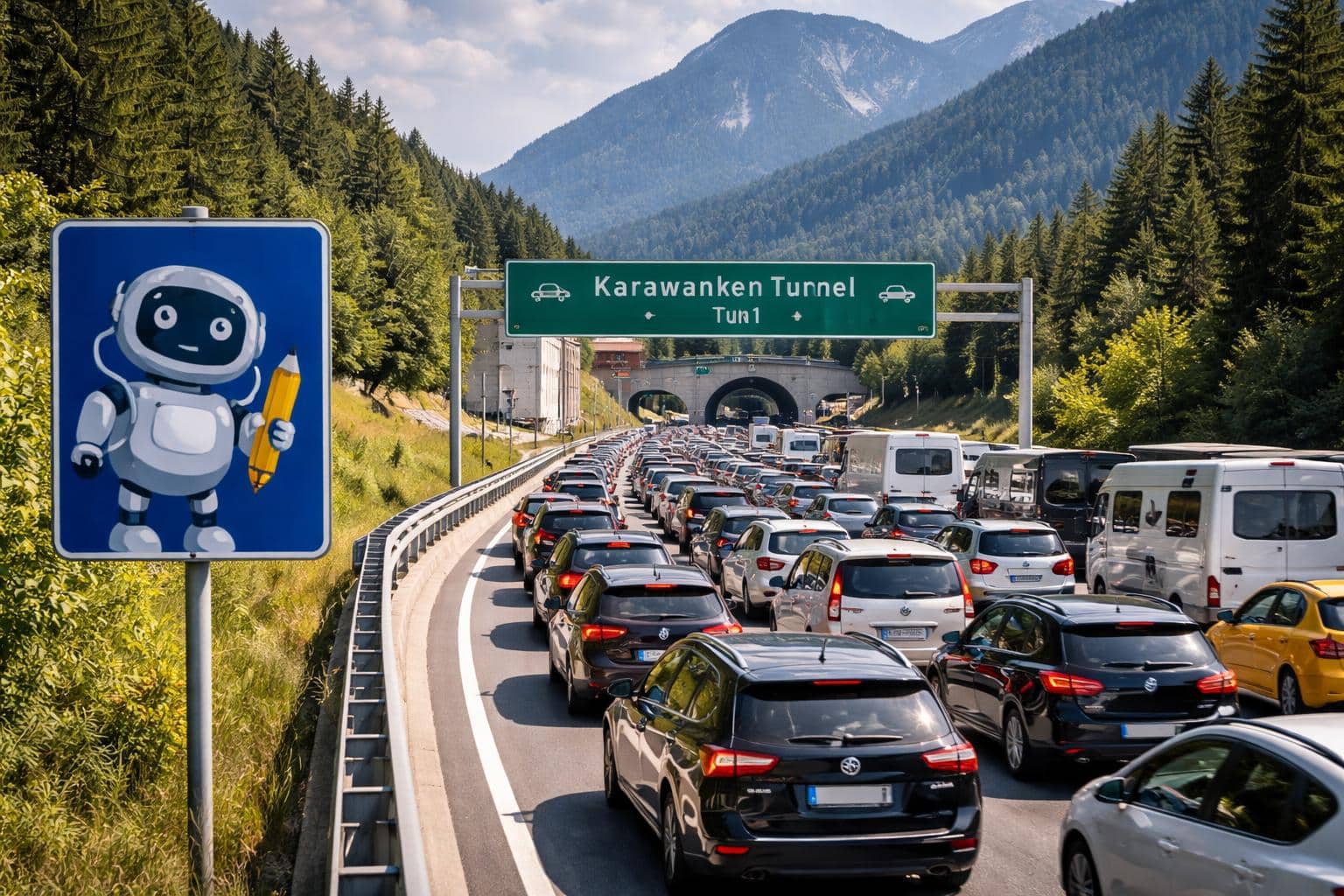 Fast neun Kilometer Stau vor dem Karawankentunnel
