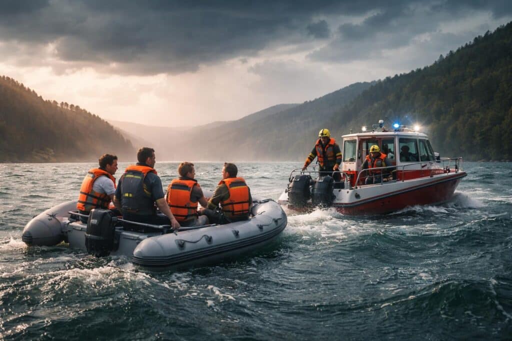 Schlauchboot in Seenot geraten