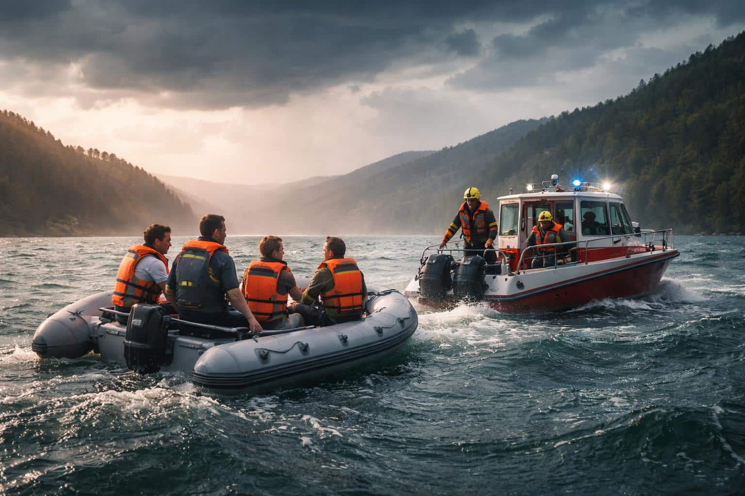 Schlauchboot in Seenot geraten