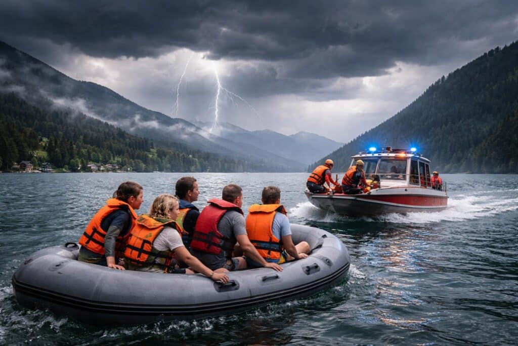 Rettung vor Gewitter: Sechs Personen gerieten am Weißensee in Seenot