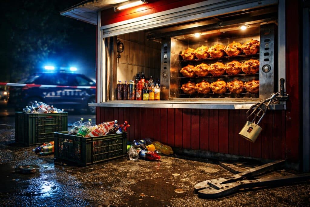 Einbrecher stehlen Grillhendl aus Imbissstand