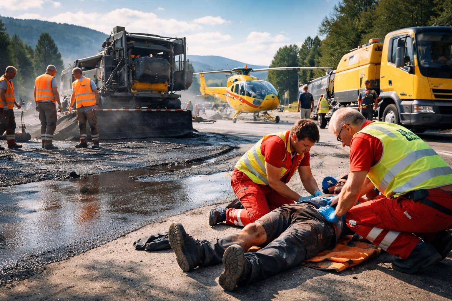 Arbeiter in Kärnten bei Asphaltierungsarbeiten verletzt