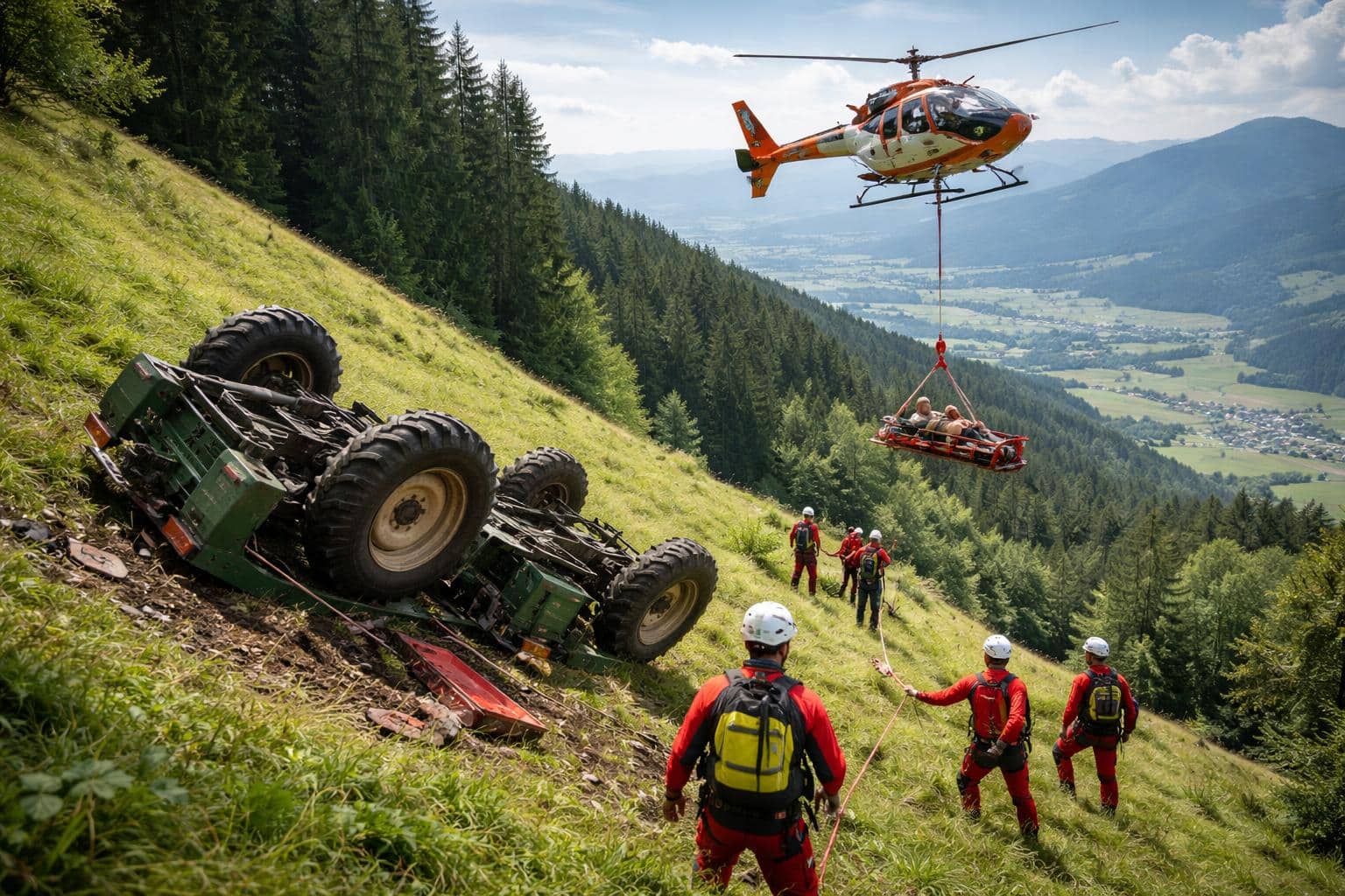 Traktor überschlägt sich: Kärntner (78) ins Spital geflogen