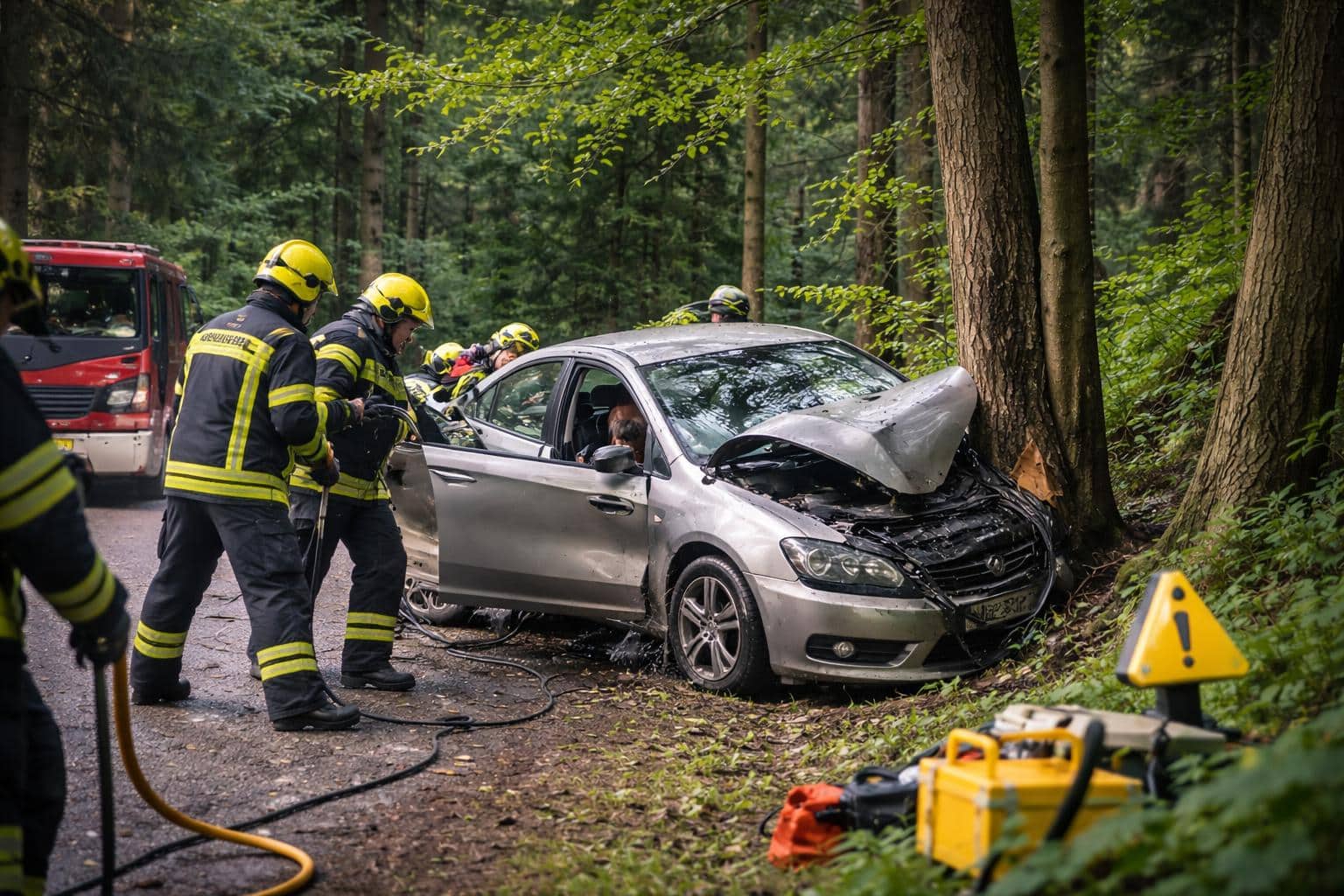 PKW-Lenkerin prallte gegen Bäume