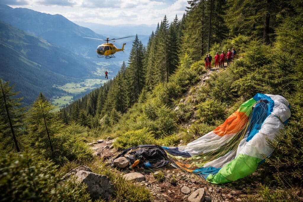 Paragleiter stürzt 40 Meter in die Tiefe