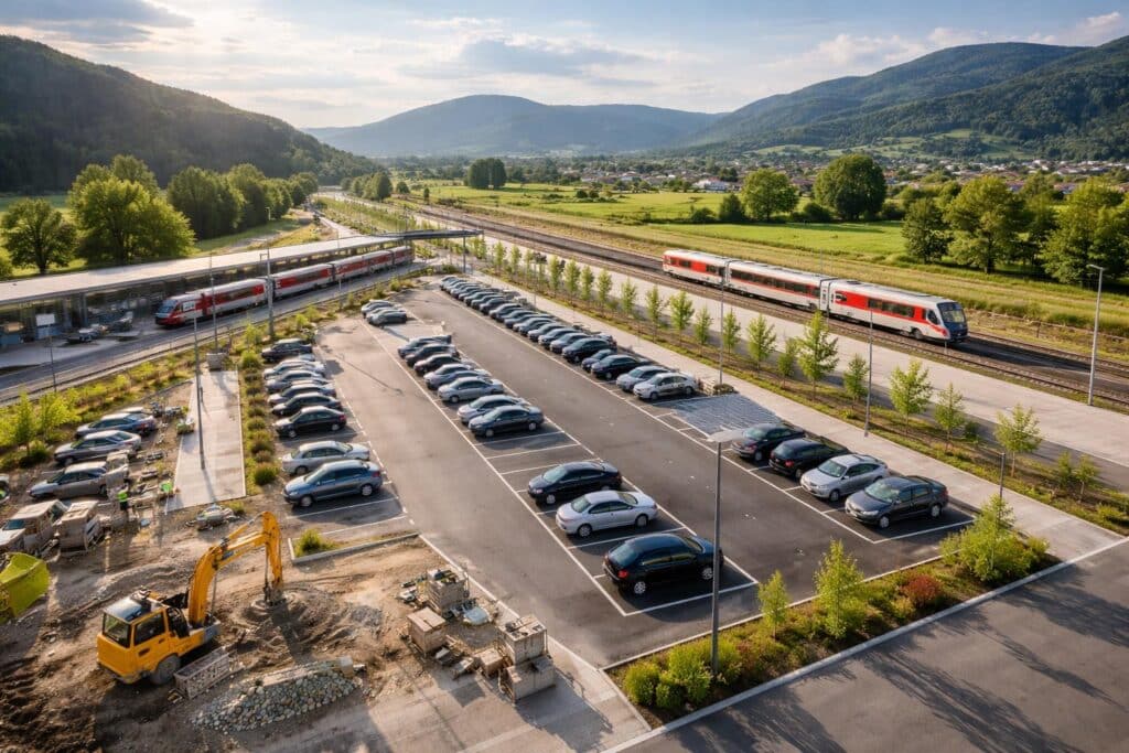 Fertigstellung noch dieses Jahr: 70 neue Parkplätze für den Bahnhof Kühnsdorf-Klopeiner See