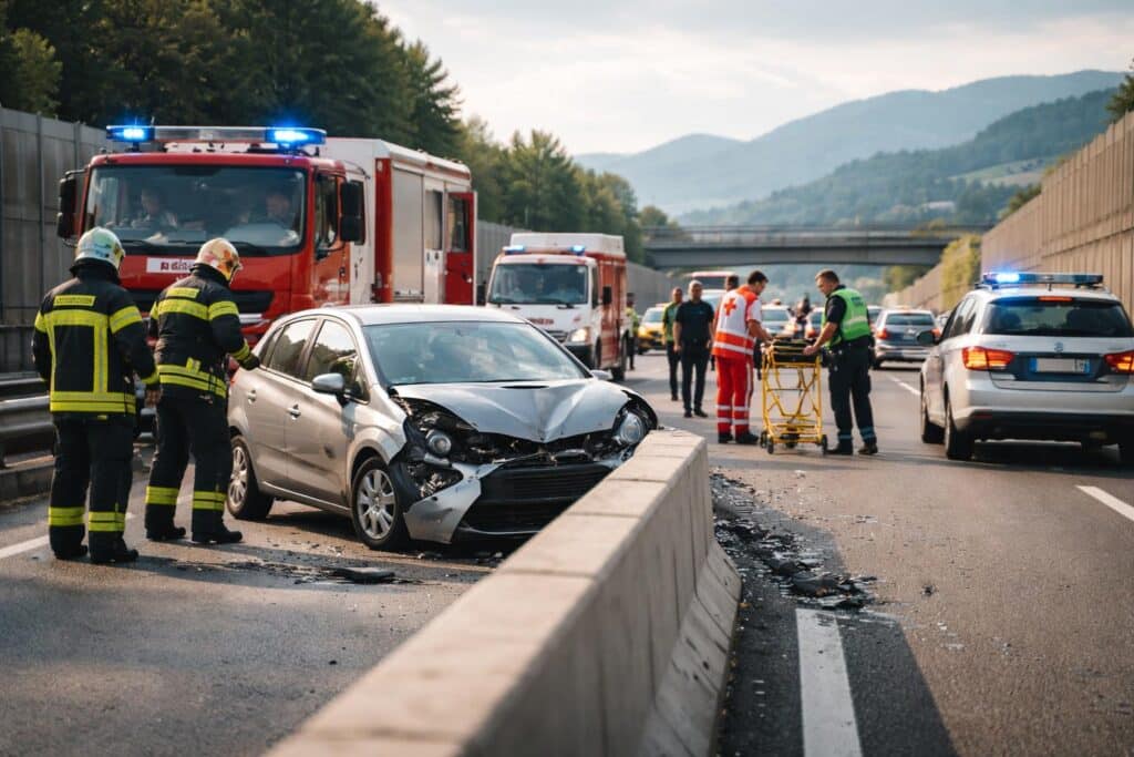 Pkw prallt auf Klagenfurter Schnellstraße gegen Betonleitwand