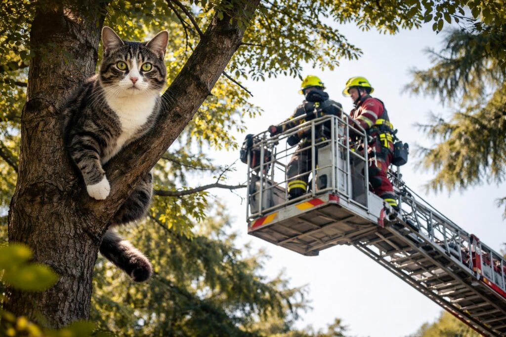 Kater Loki saß in Villach einen Tag lang auf Baum fest