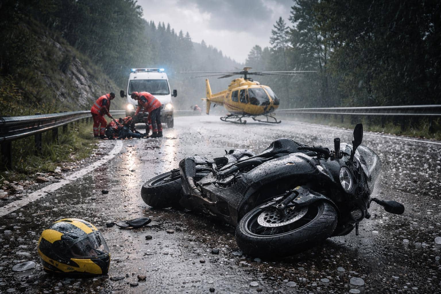 Biker stürzte in Kärnten bei Starkregen und Hagel