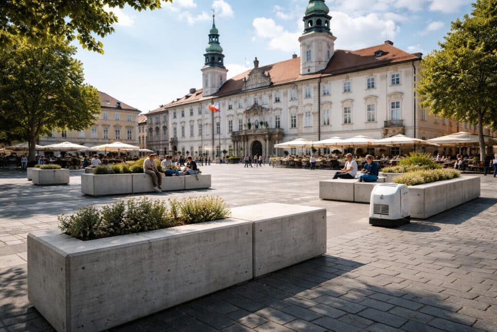 Betonbänke als Barrikade gegen Terroranschläge in Klagenfurt