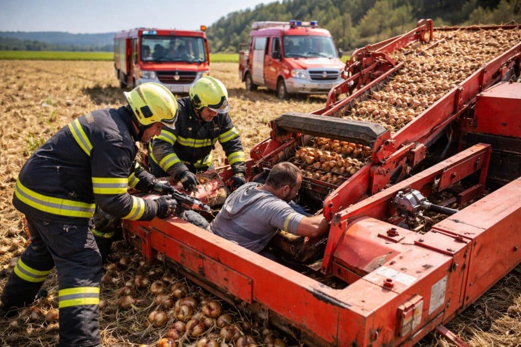Kärntner hing eine Stunde lang in Erntemaschine fest