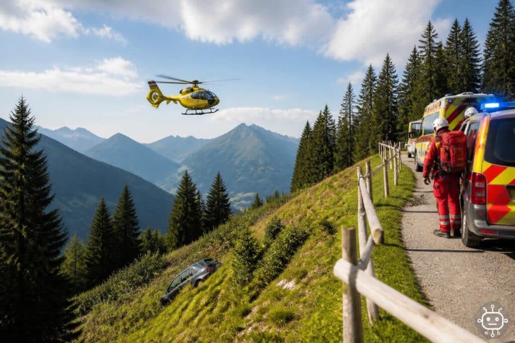 Vier Verletzte bei Autoabsturz