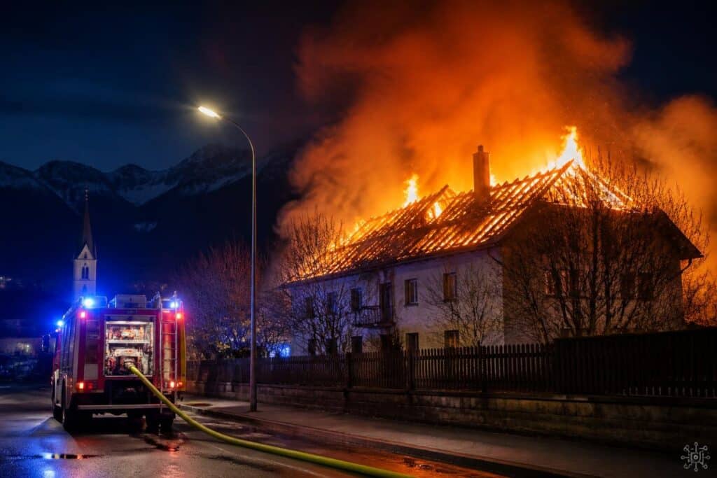 Dachstuhl in Bleiburg stand in Vollbrand