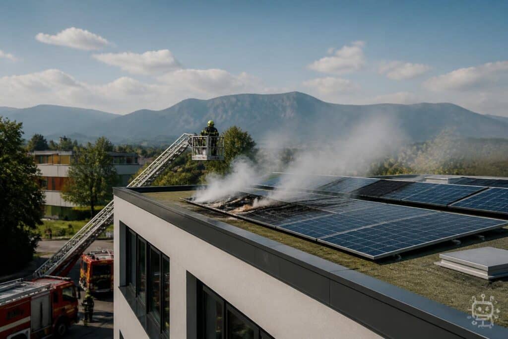 PV-Anlage auf dem Dach einer Klagenfurter Schule brannte
