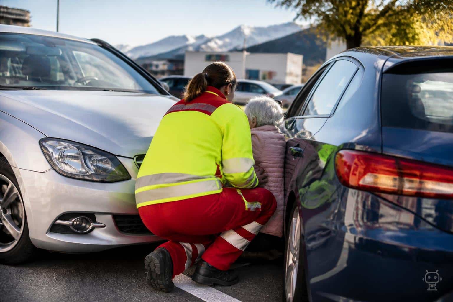 74-Jährige zwischen zwei Autos eingeklemmt
