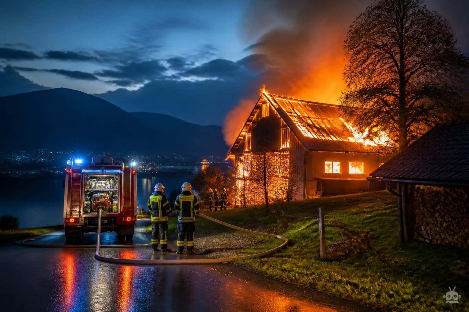 Wirtschaftsgebäude in Millstatt steht im Vollbrand