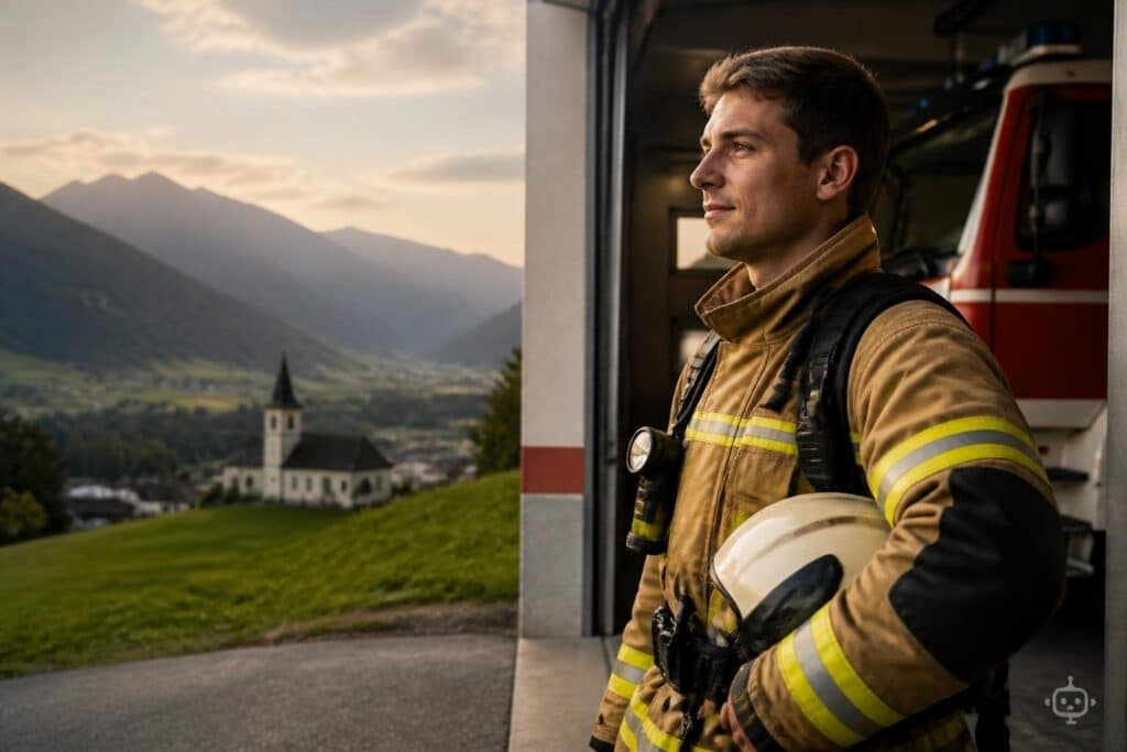 Sein Vater hat gesagt: „Einer im Haus gehört zur Feuerwehr“