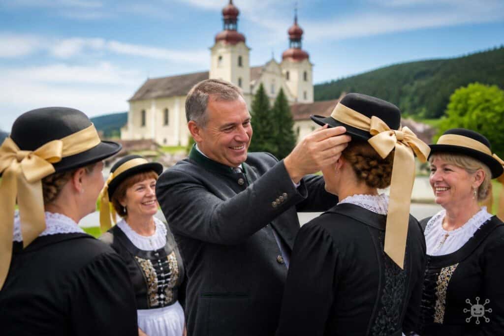 Kärntner Bürgermeister ist jetzt „Obfrau“ der Bänderhutfrauen