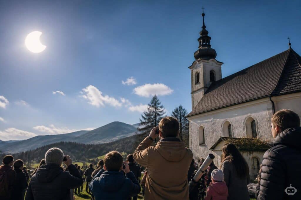 Großer Besucherandrang in Stein im Jauntal zur Sonnenfinsternis